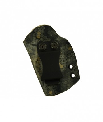 Direct Hit for a Kimber Micro 9, l/h, Hybrid, Spectra Kydex, Black Leather Lining, Clip, Canted