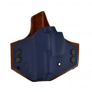 Integrator for a Sig 229 3.9", l/h, Hybrid, Navy Kydex Front/Tan Leather Back, Straight Drop